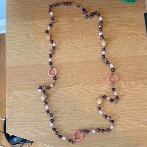 Pink and Brown Beaded Necklace